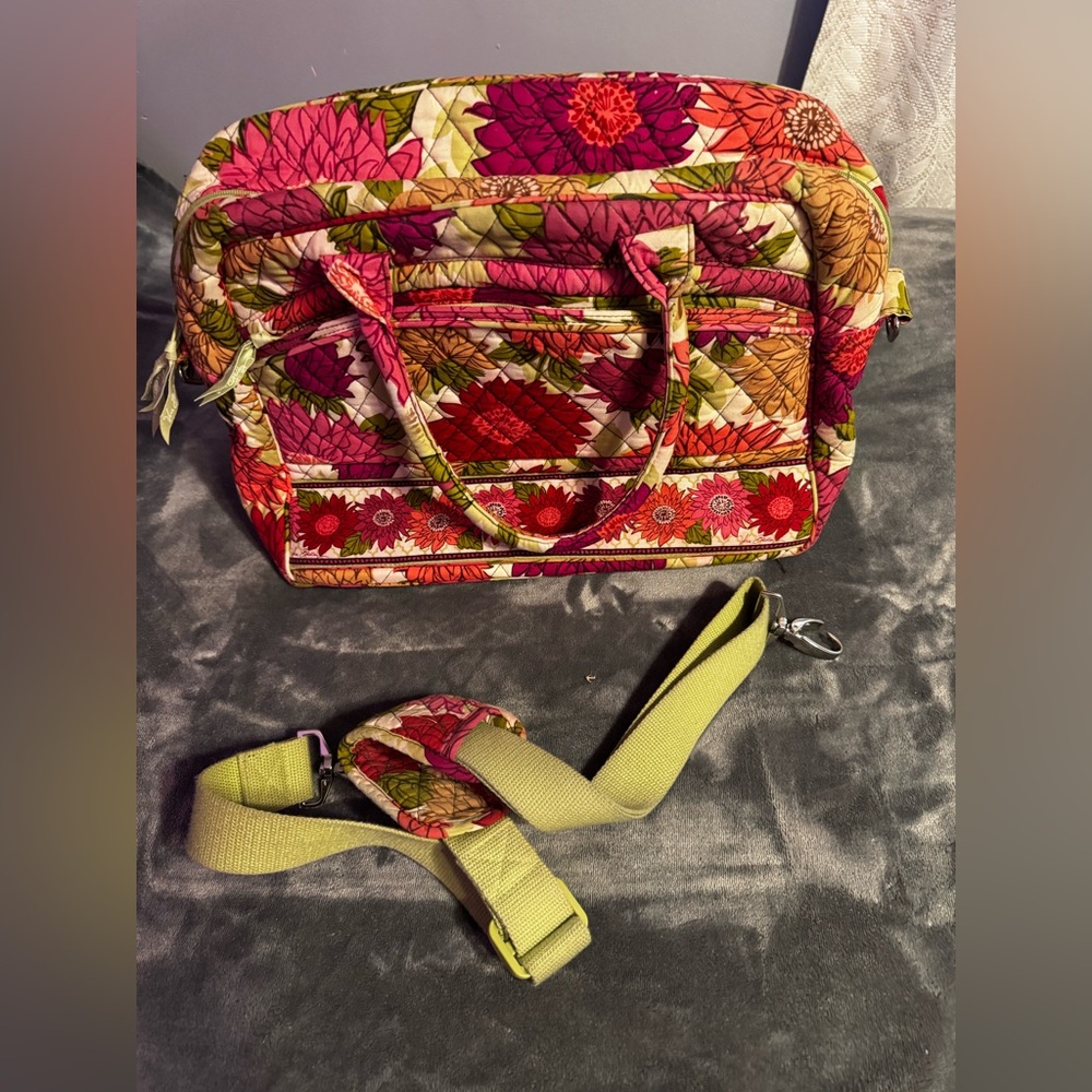 VERA BRADLEY Briefcase Laptop Shoulder Bag Retired Pattern Hello Dahlia Floral